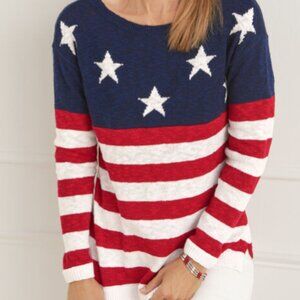 Talbots Flag Stripe Pullover Light weight sweater